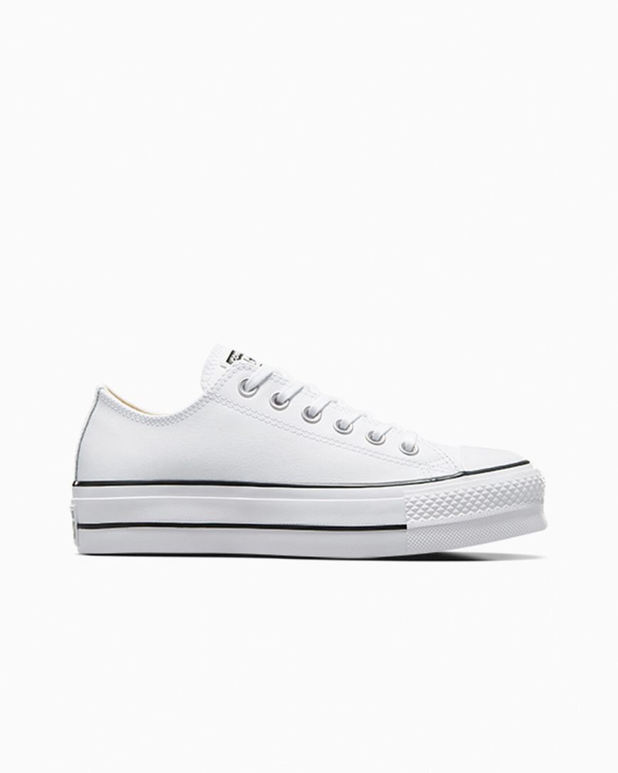 Topanky Na Platforme Converse Chuck Taylor All Star Lift Kozene Nizke Damske Biele Čierne Biele | SK M11IFX1